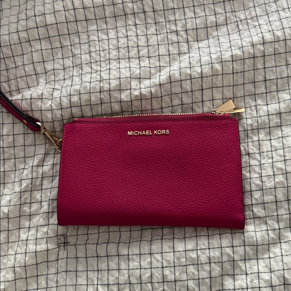 Fuchsia Wristlet with Gold Accents